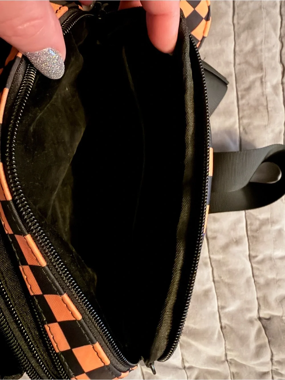 Hello Clio Black/Orange Checker Kindle Bag with Coin Purse - Picture 6 of 6